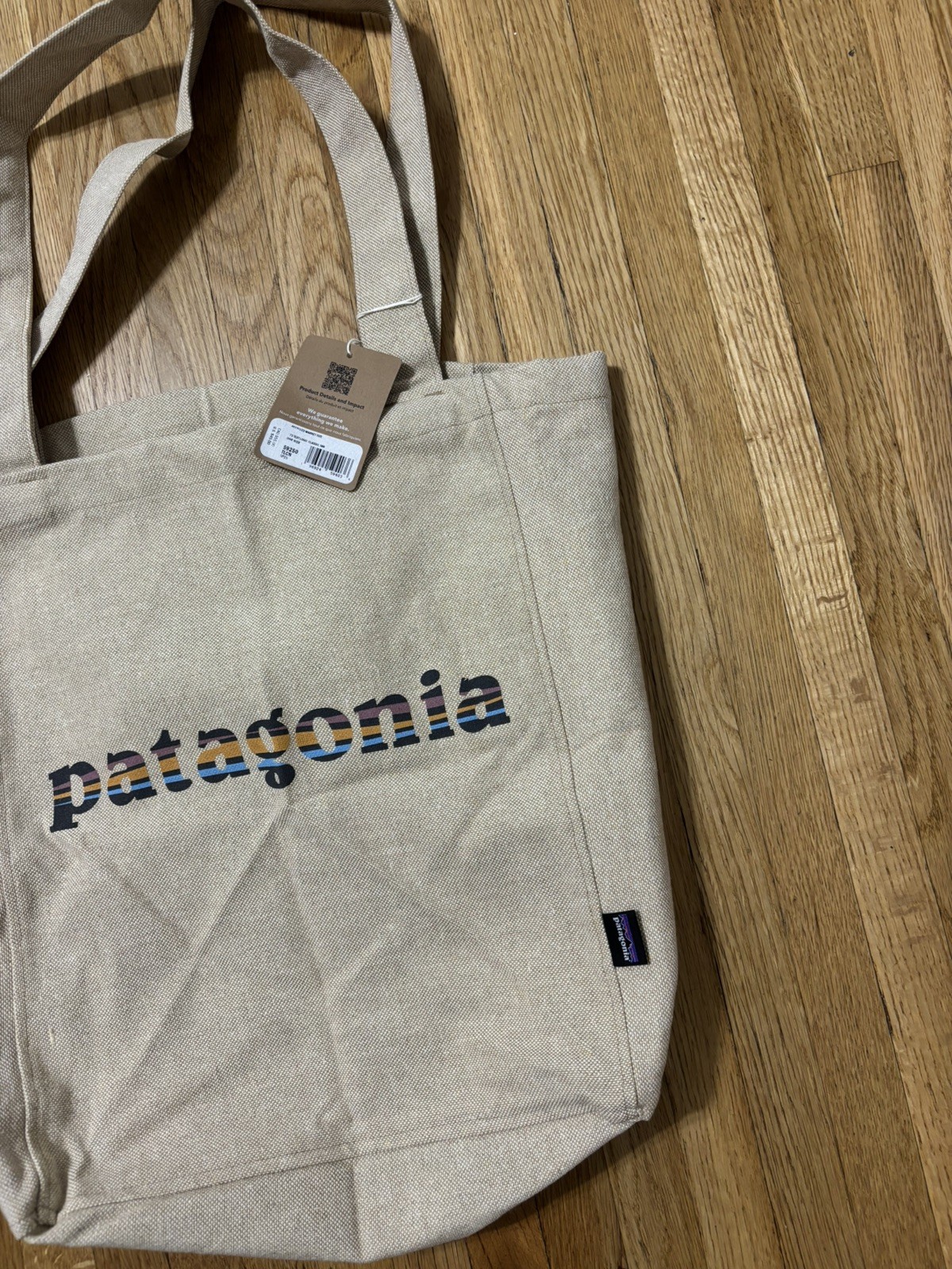 Patagonia Recycled Market Tote NWT 73 Text Logo/Classic Tan