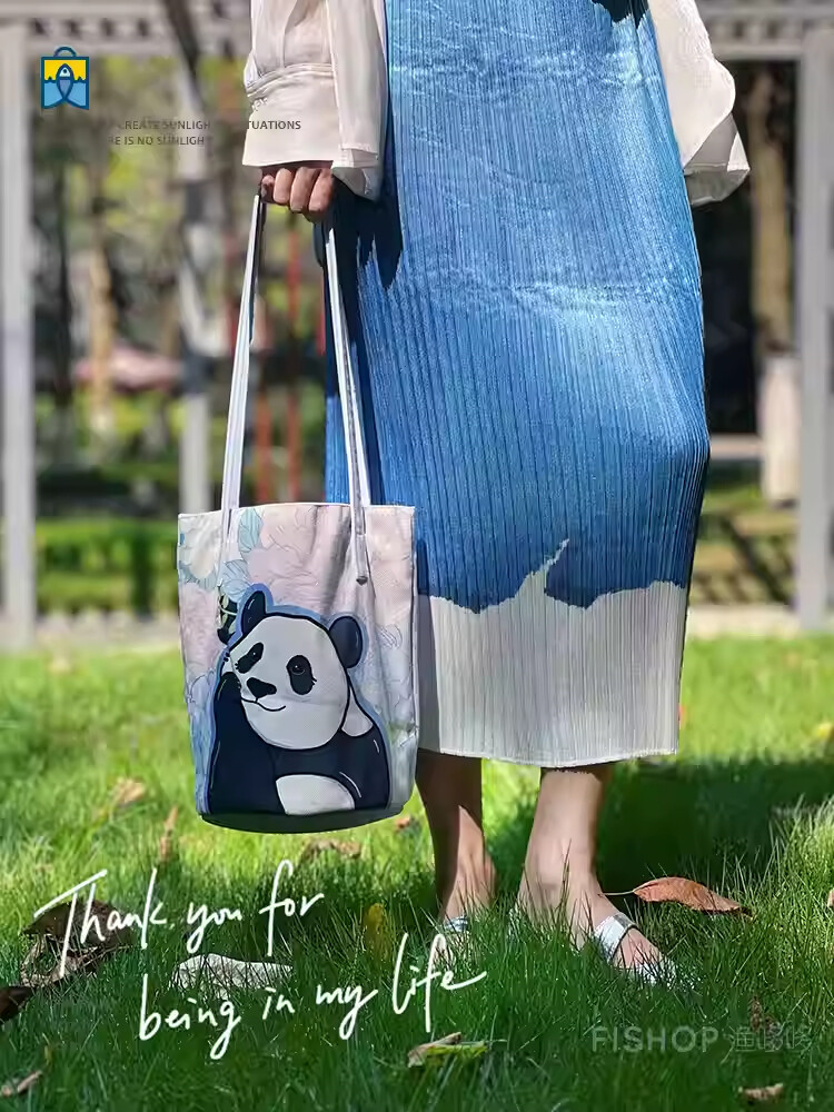Cute Casual Panda Artistic Tote Bag For girls Woman Gift bucket Satchel Bag