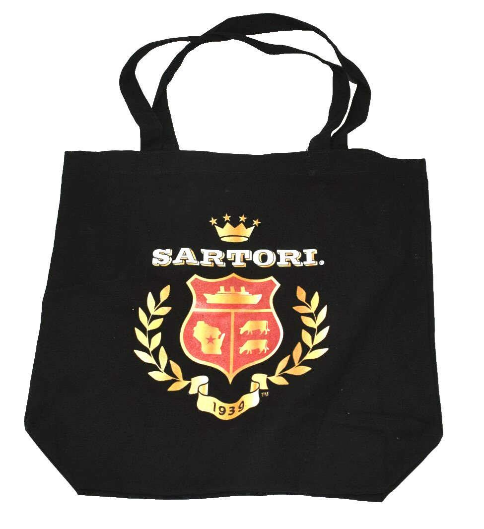 Sartori Cheese Duffel Bag Shopping Tote Canvas Black w Logo 2 Handle Reusable