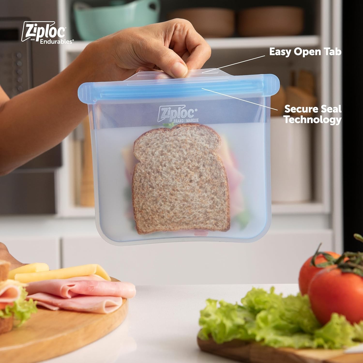 Ziploc Endurables Medium Pouch, 2 Cups, Reusable Silicone Medium, Multicolor