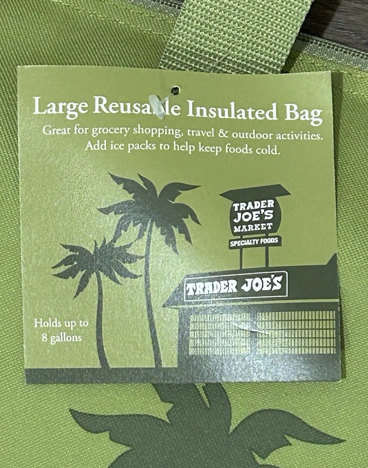 Trader Joe’s 8 Gallons Reusable New Bag Cooler Large Insulated Tote Olive Green