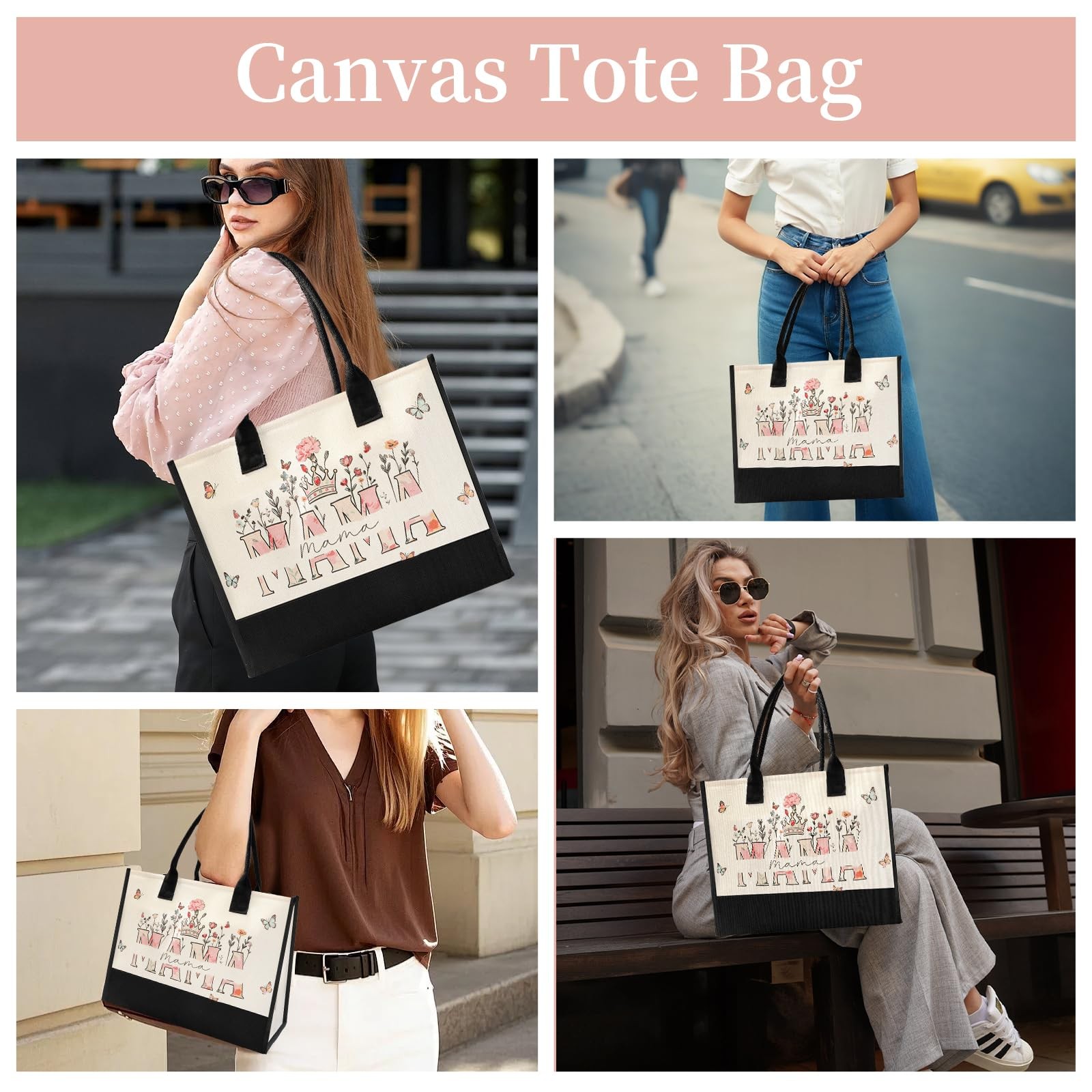 Mom Mama Bag – Large Tote Bag for Women, New Mom Birthday Mothers Day Gifts