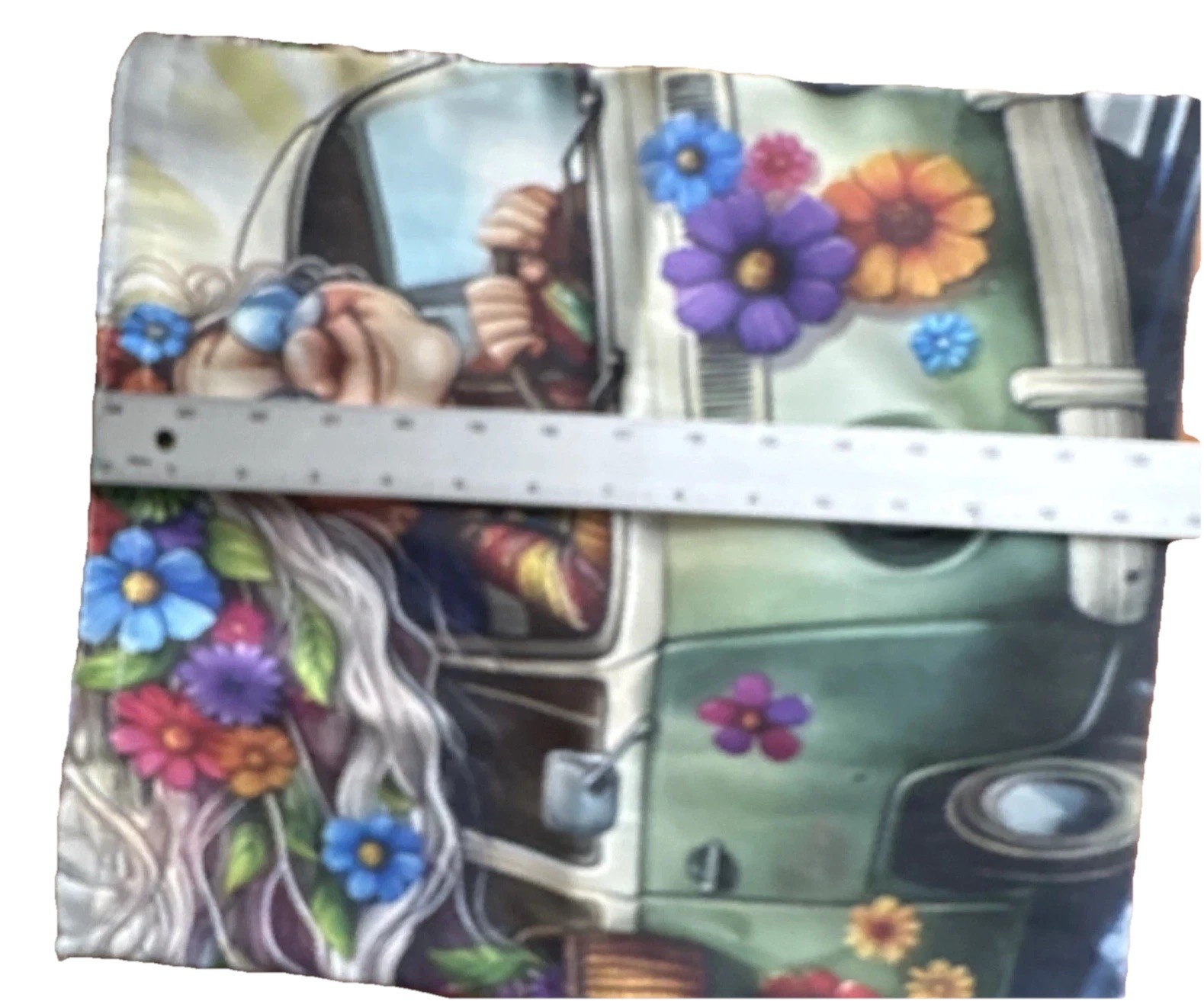 Canvas Reusable Shopping Bag Foldable Old Hippie Van Medium Tote Multicolor