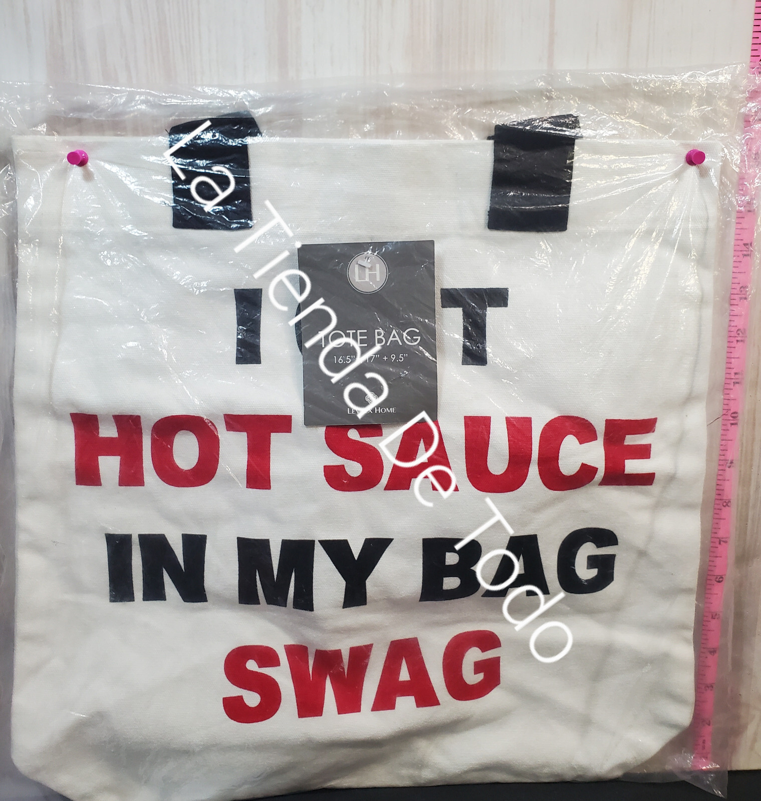 “I PUT HOT SAUCE IN MY BAG SWAG” TOTE 17.5″ X 16″ X 8″ WHT FOR NORDSTROM USERS