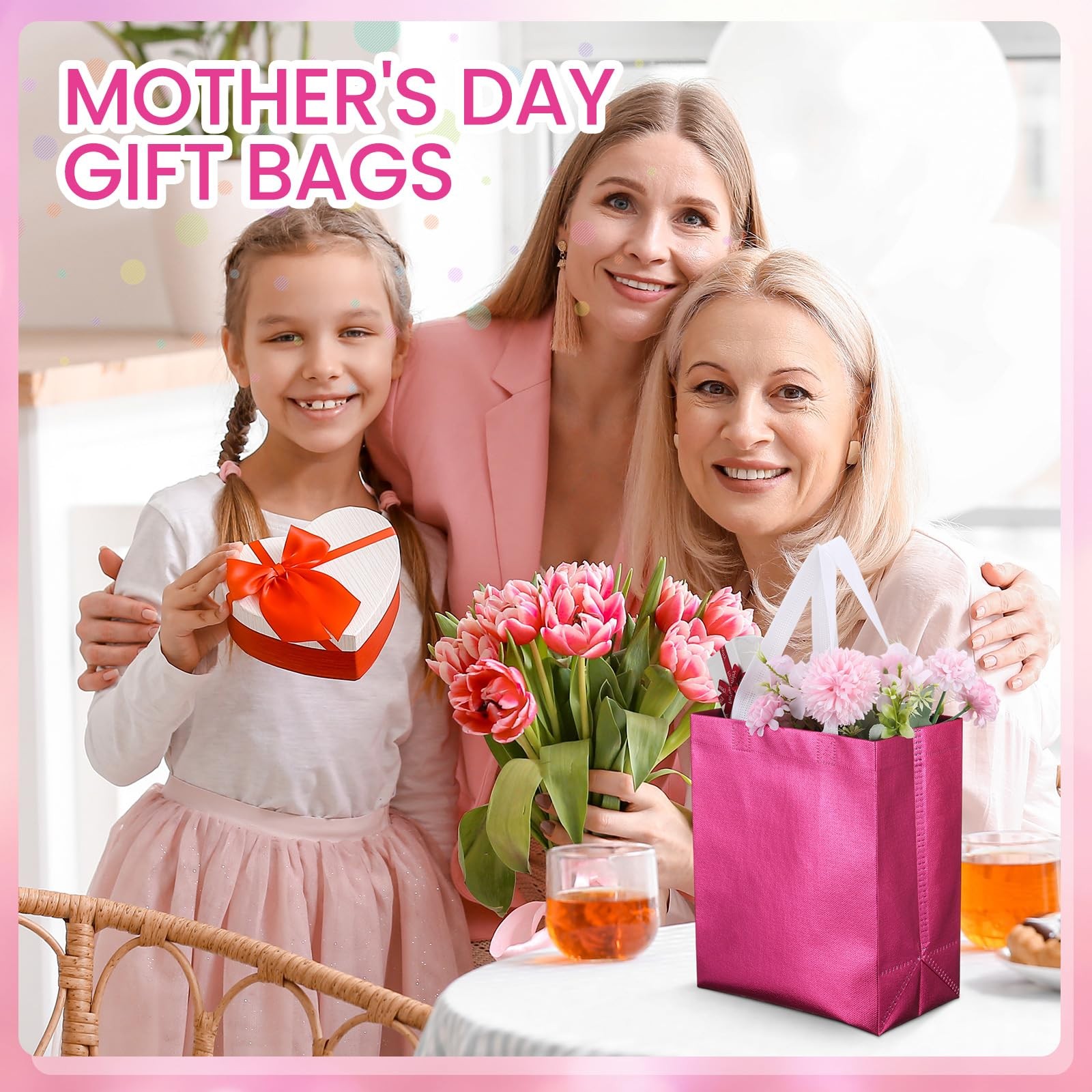 80 Pcs Reusable Gift Bags Set Glossy Grocery Gift Tote with Handle for Weddin…