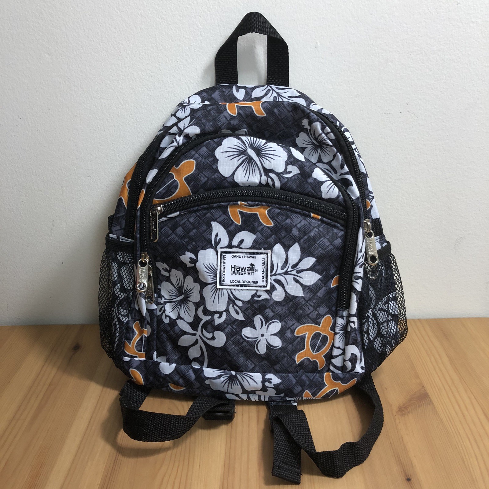 Aloha Hawaii Spirit Floral Bag Travel Hiking Backpack Black White
