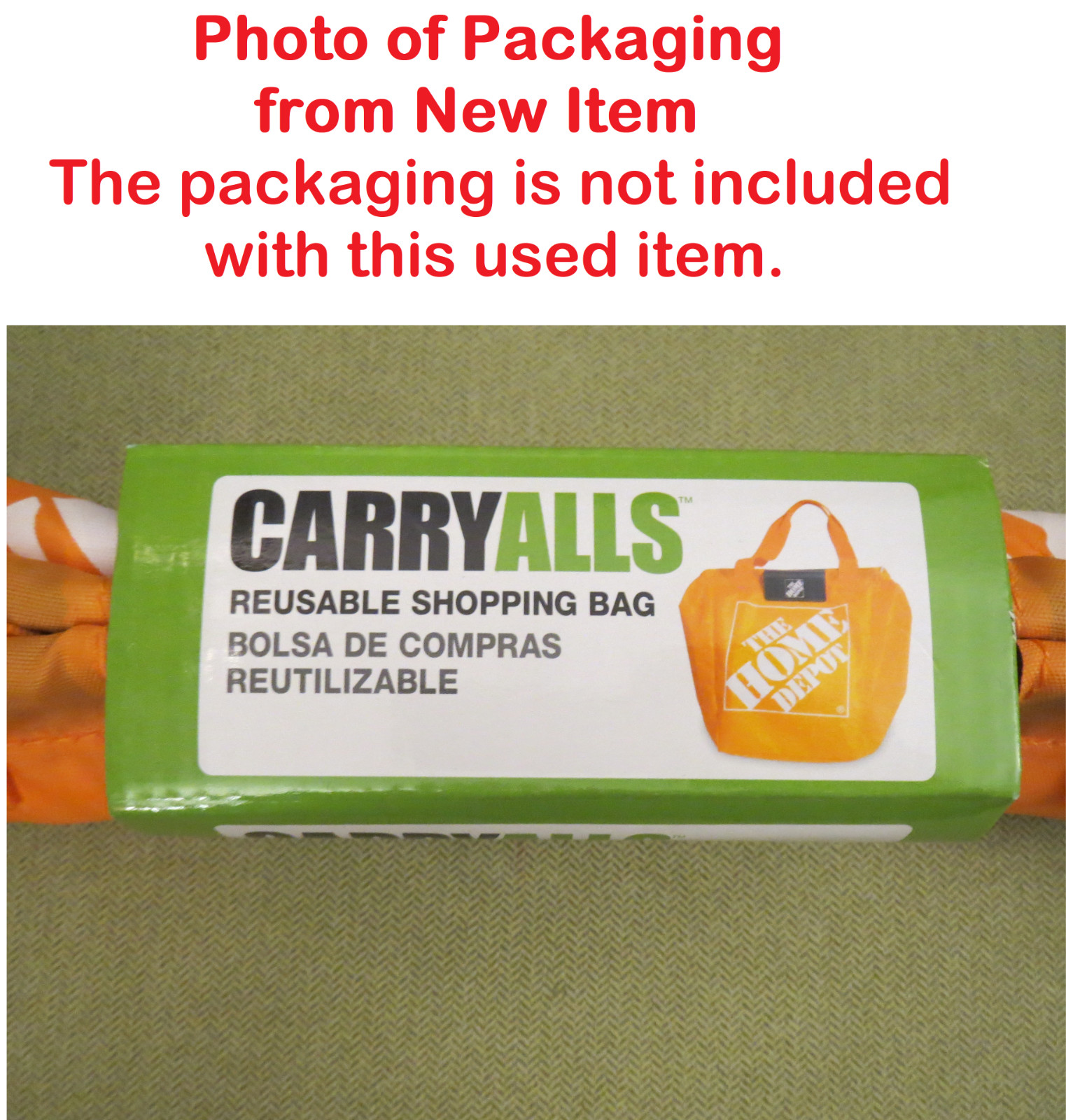 Home Depot Carryalls Heavy Duty Reusable Bag, Attach to Shopping Cart, SEE NOTES