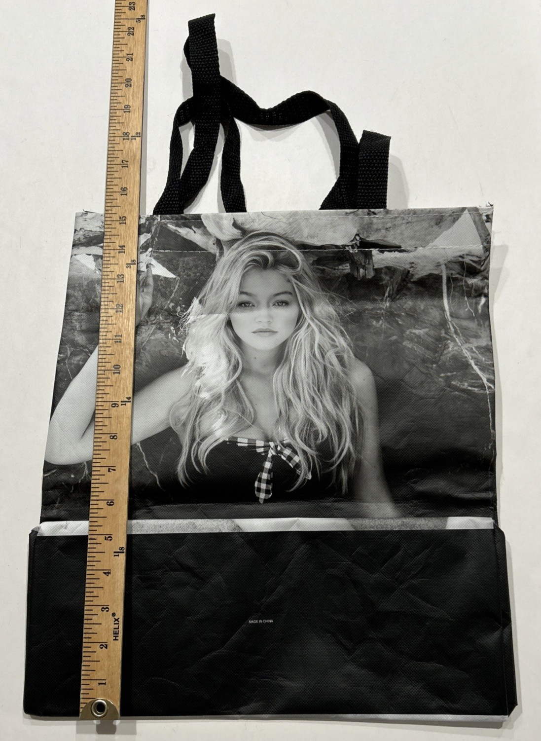 GUESS Reusable Tote Shopping Gift Bag 15” X 14” X 5” DOUBLE SIDED MODEL PHOTOS