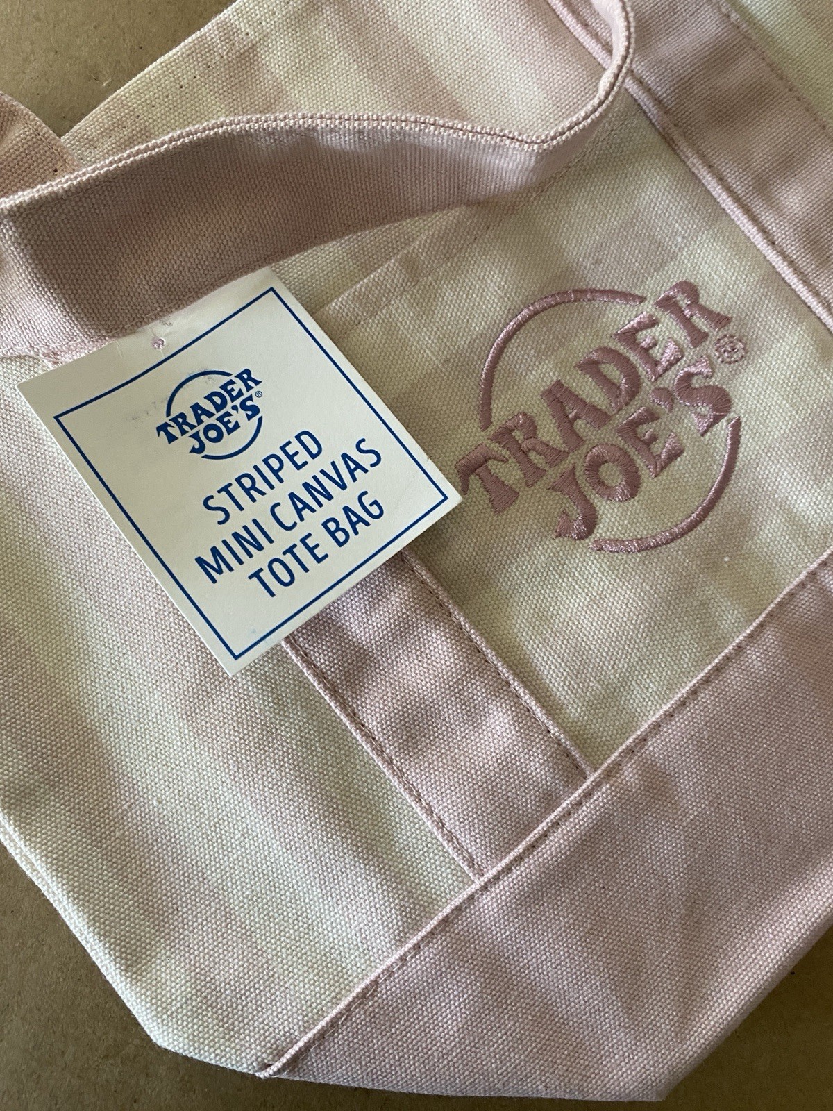 Trader Joe’s Limited Striped Mini Canvas Tote Bag (2026) – PINK/WHITE