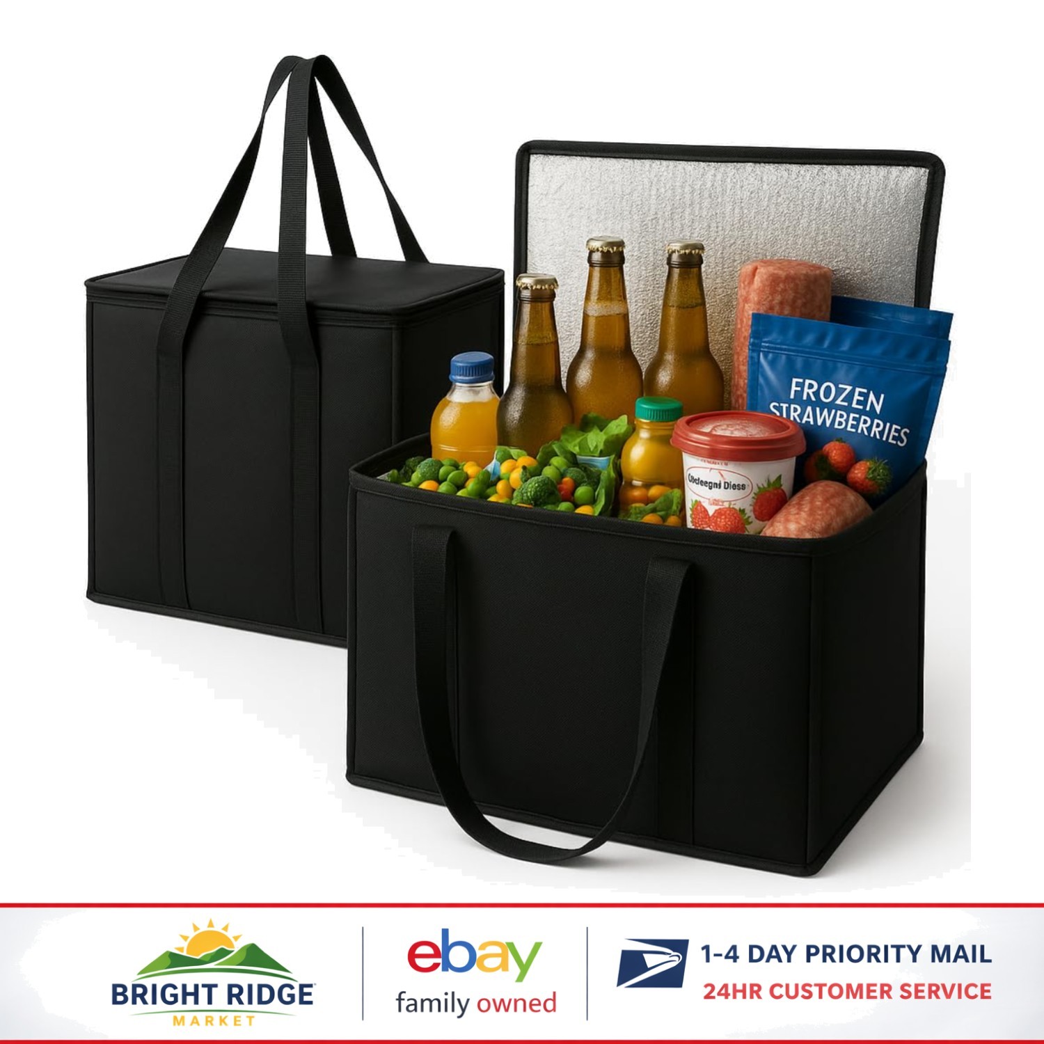 Durable Insulated Shopping Bags, 12000ml Capacity for Heavy Loads and Groceries