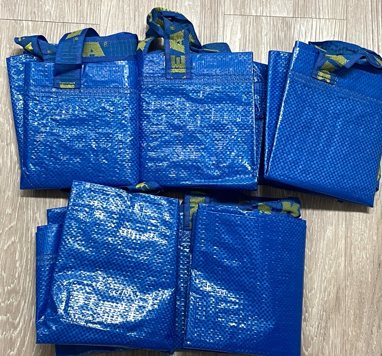 Lot of 5 IKEA FRAKTA Blue Shopping Bags Tote Storage Moving Laundry Reusable New