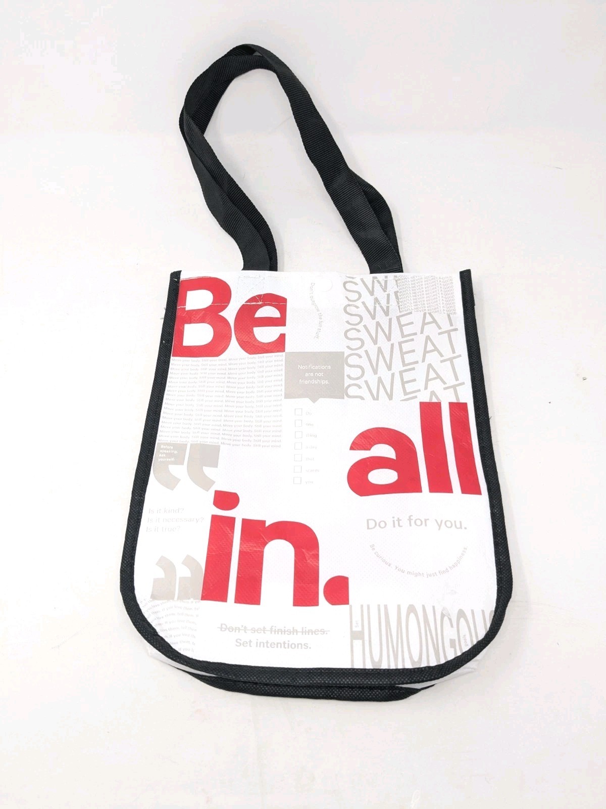 Lululemon Bags Shopping Bag White, Red And Black Be All In Motivational Sayings