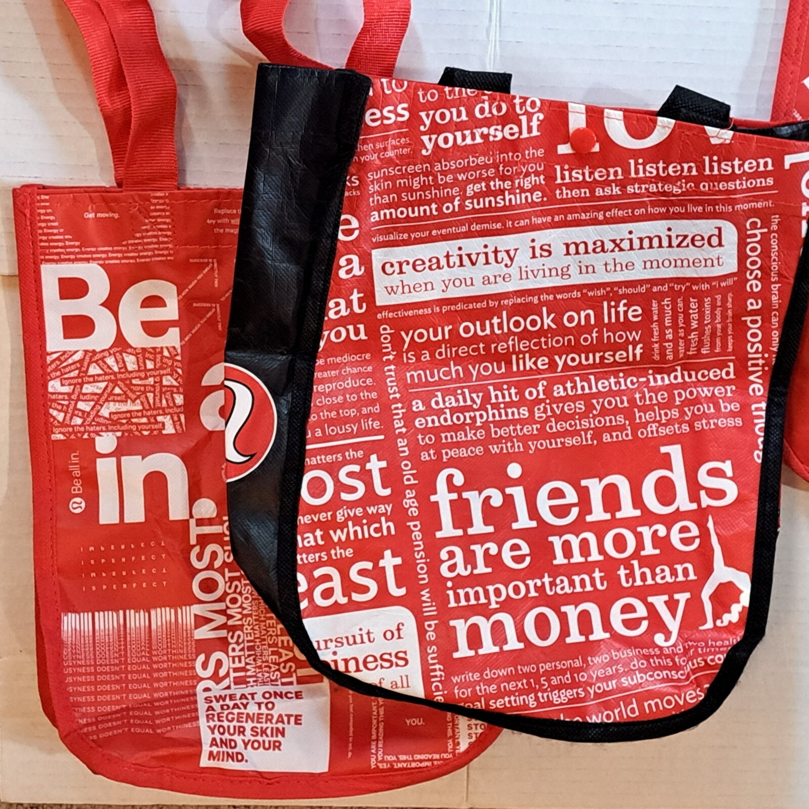 Lululemon Reusable Shopping Gift Bag Yoga Manifesto 1 Large & 10 Small Tote Lot