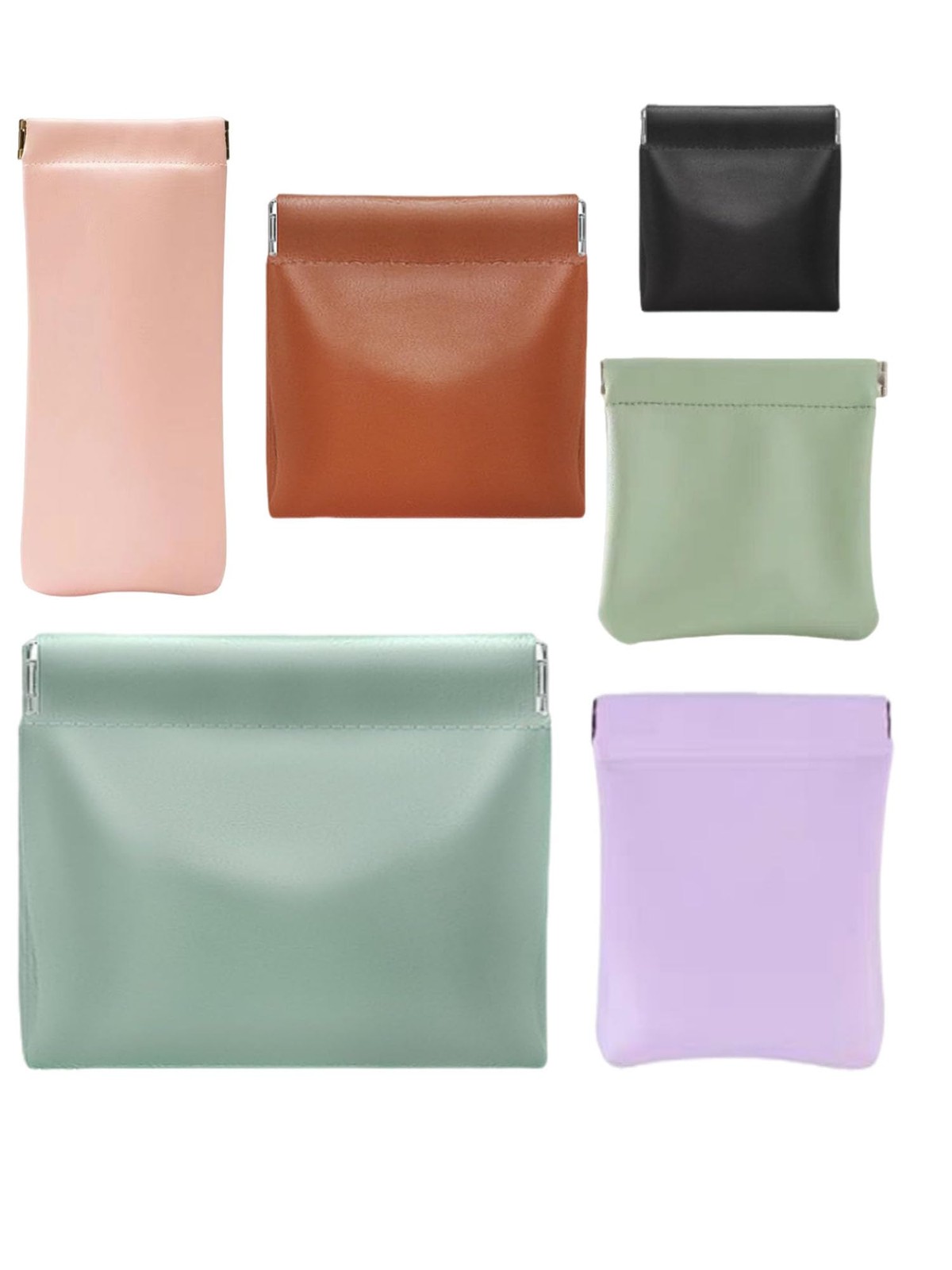 6 Pcs Small Makeup Bag for Purse, Snap Closure Organizer Pouch, Mix colors