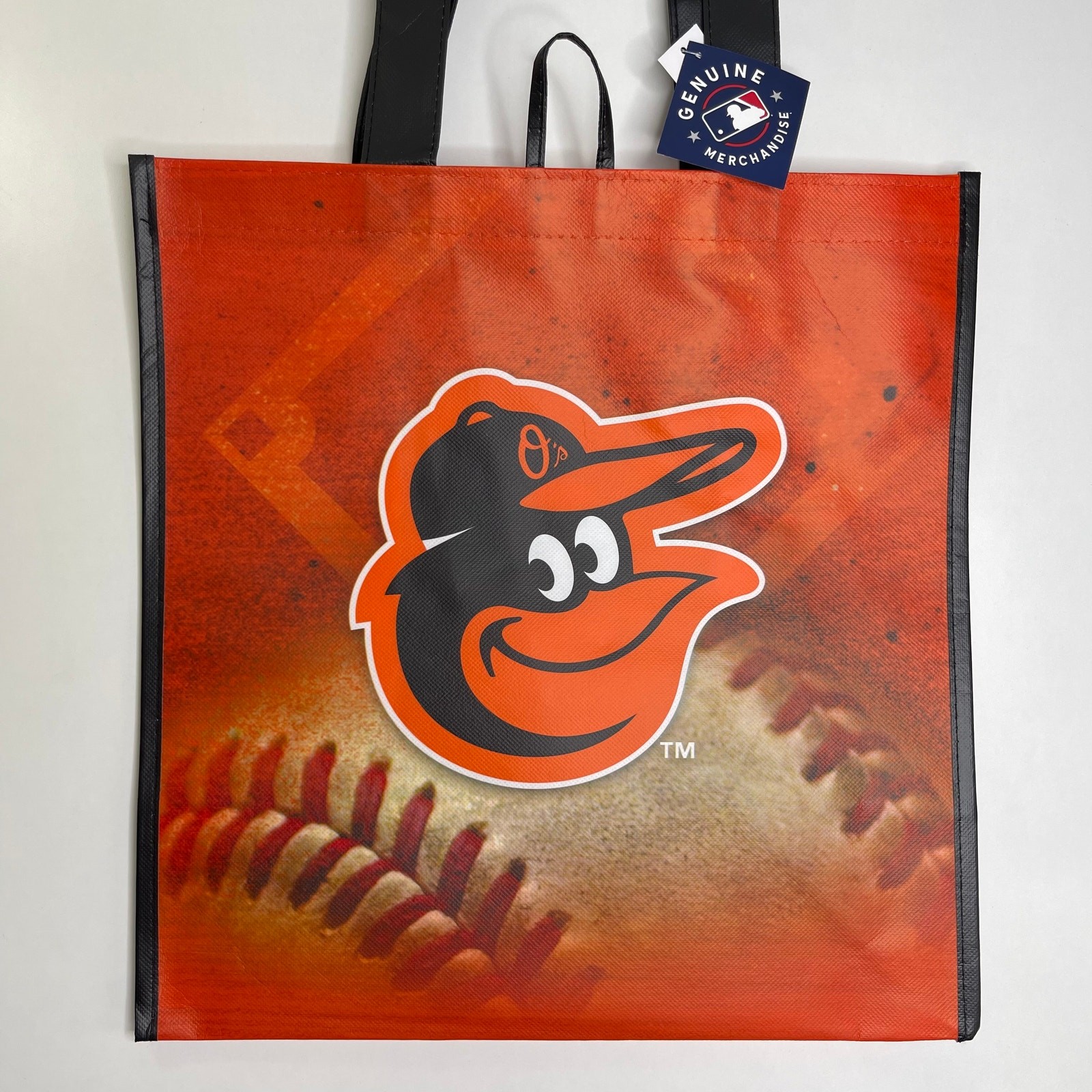 Set of 2! Baltimore Orioles Baseball Orange Black Reusable Shopping Tote Bag MLB