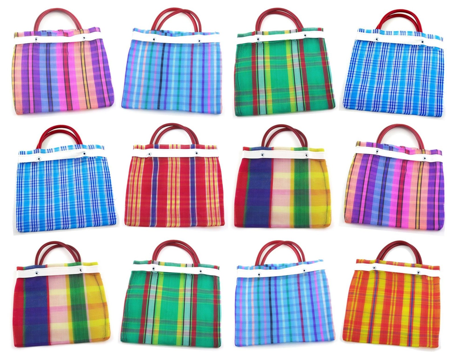 24 Pcs Small Mexican Tote Mercado Bags 7.5 inch by 7.5 inch, Assorted Colors …