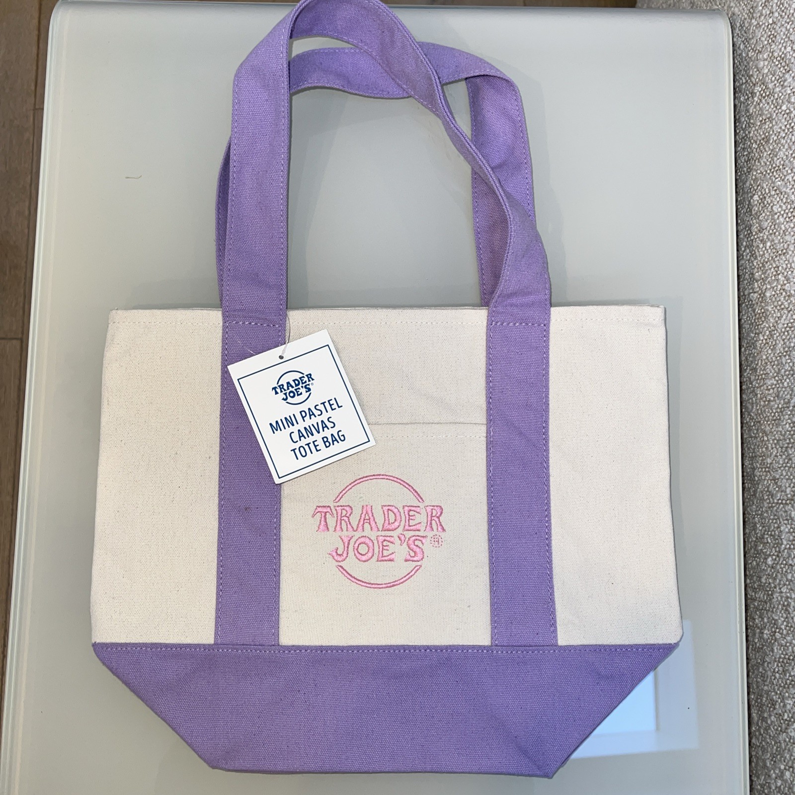 Trader Joe’s Pastel Lavender Mini Tote NWT, Limited Edition