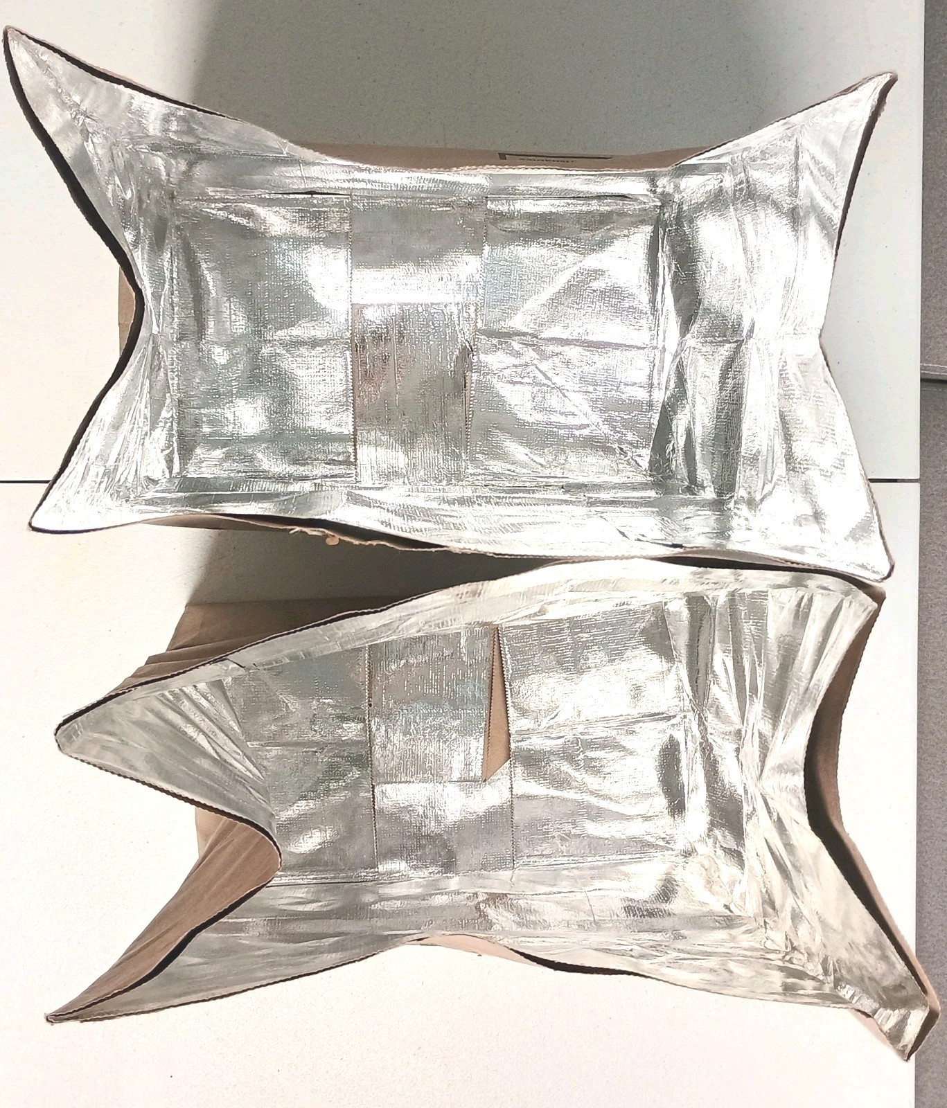 Lot of 2 Amazon Reusable Paper Foil Lined Bags Temp Thermal Insulated Bags Used