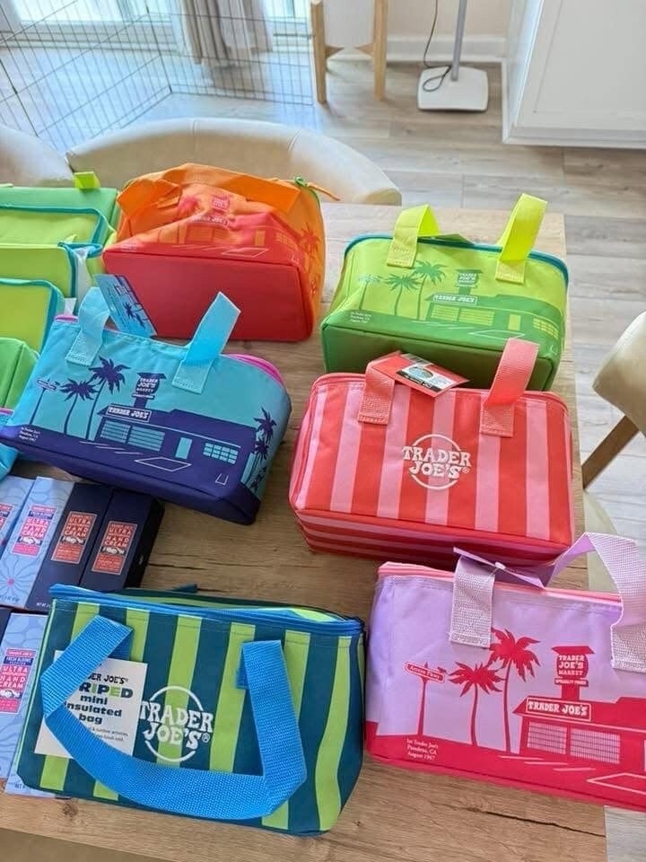 Trader Joe’s 2026 “Summer Fun” Mini Insulated Tote Bags Set of 6 NWT Authentic