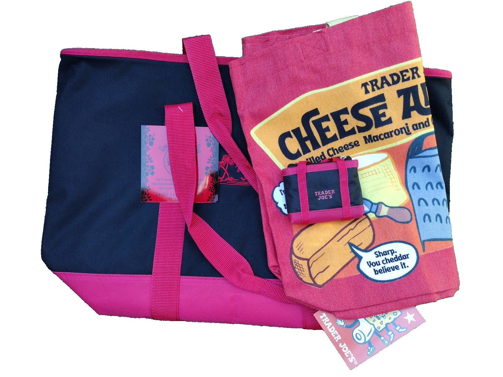 3Pc Combo of Trader Joe’s 7 Gal Blk/Red Insulated + Cheese Tote + Micro