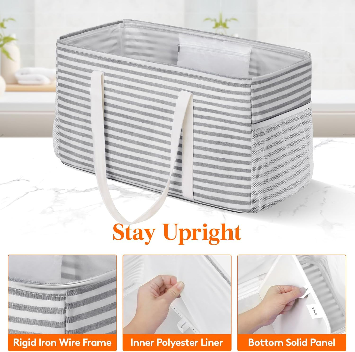 Extra Large Utility Tote Collapsible Reusable Grocery Shopping Laundry Basket