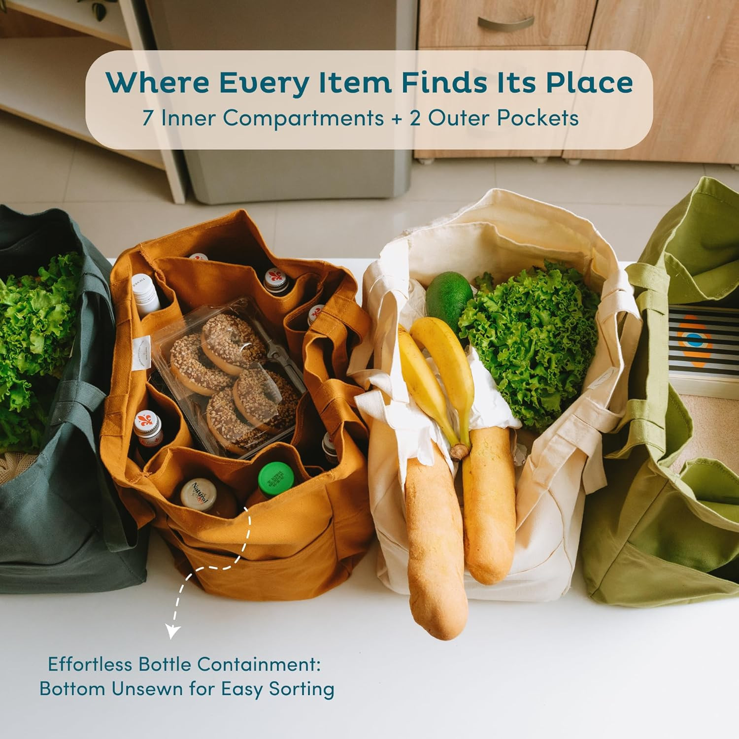 3-Pack Reusable Grocery Bags – Heavy Duty, Large 12 Oz Cotton Canvas Reusable Sh