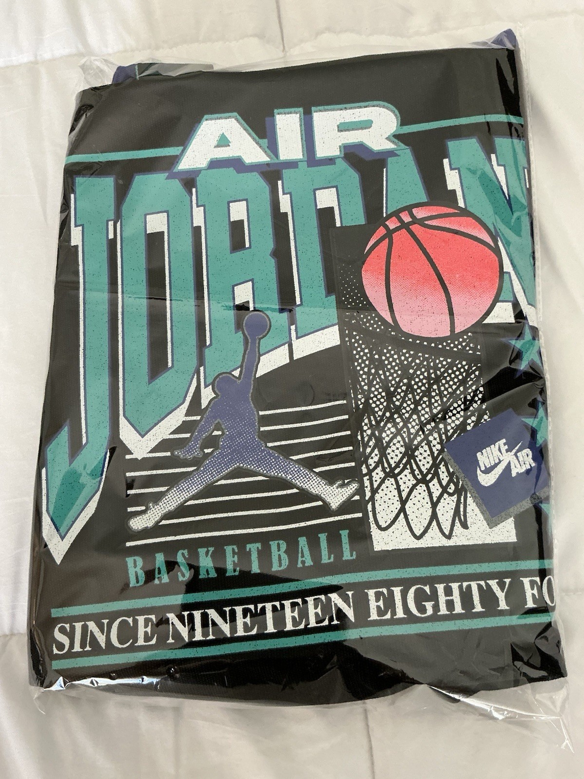 Nike Air Jordan Foldable Canvas Reusable Shopping Bag Black Teal Purple White