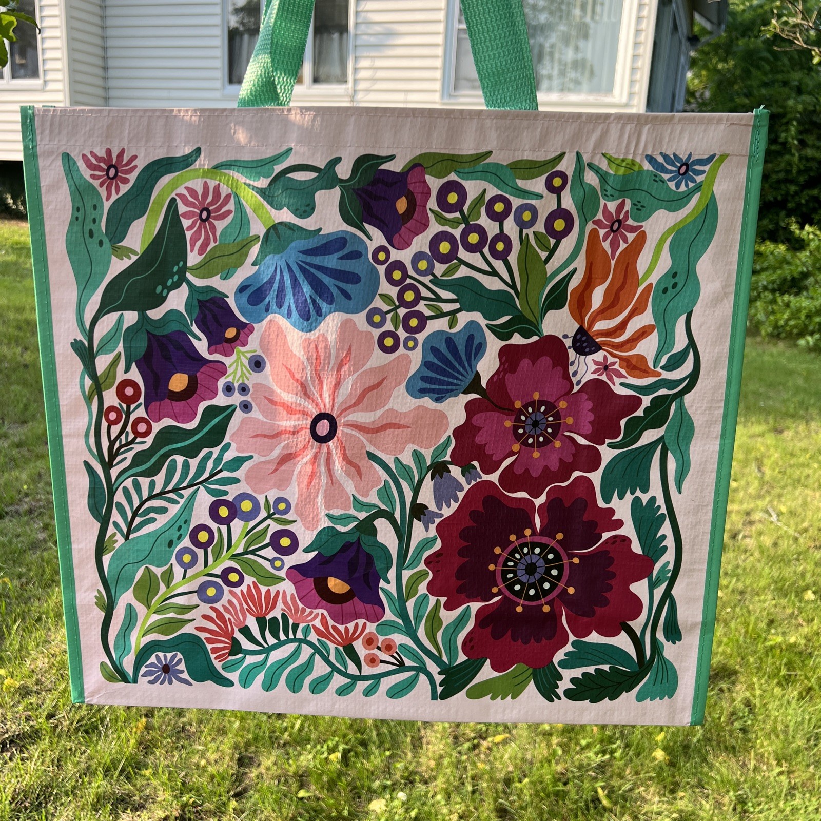 REUSABLE SHOPPING TRAVEL TOTE BAG FLORAL🦋 ECO FRIENDLY TJX NEW