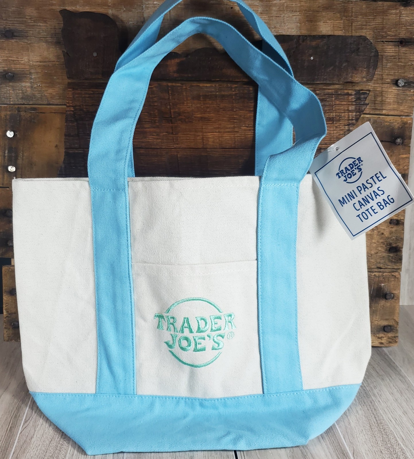 NWT Set of 2 Trader Joe’s Mini Lavender & Baby Blue Canvas Tote Limited Edition
