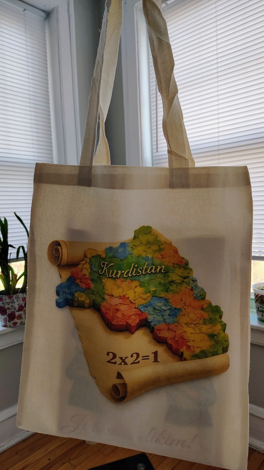 Kurdistan Map Canvas Tote Bag Foldable Reusable Shopping Bag 32x36cm Multicolor