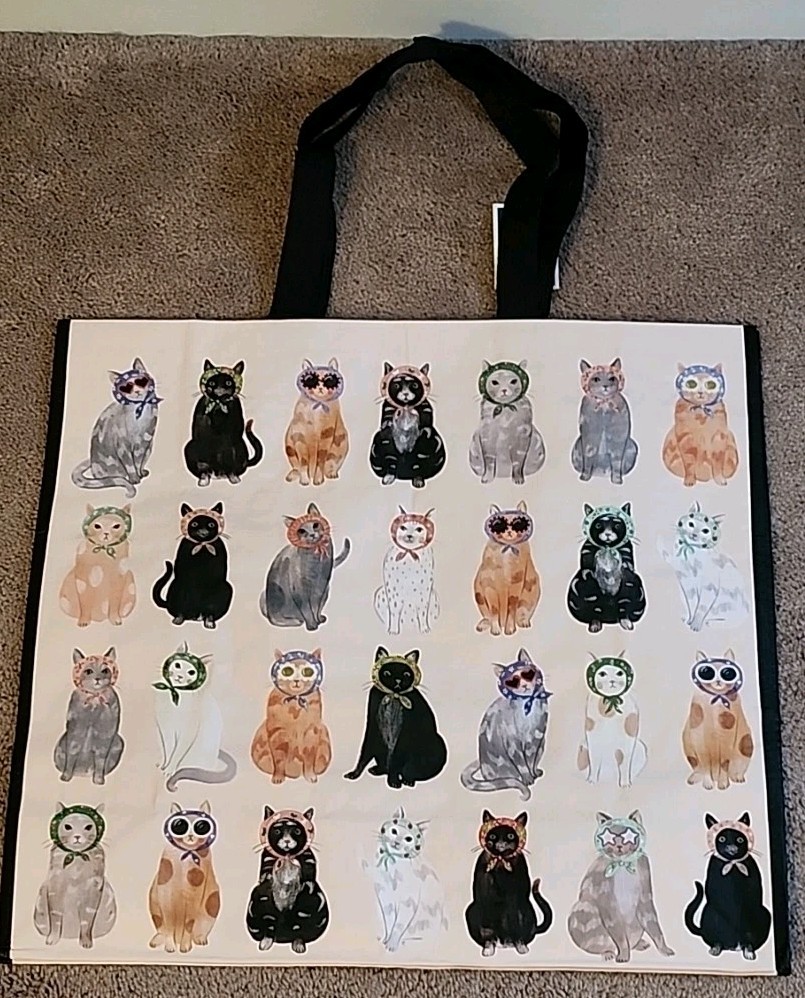 Marshalls- Fancy Cats In Fancy Headscarves -Large Reusable Shopping Tote Eco Bag