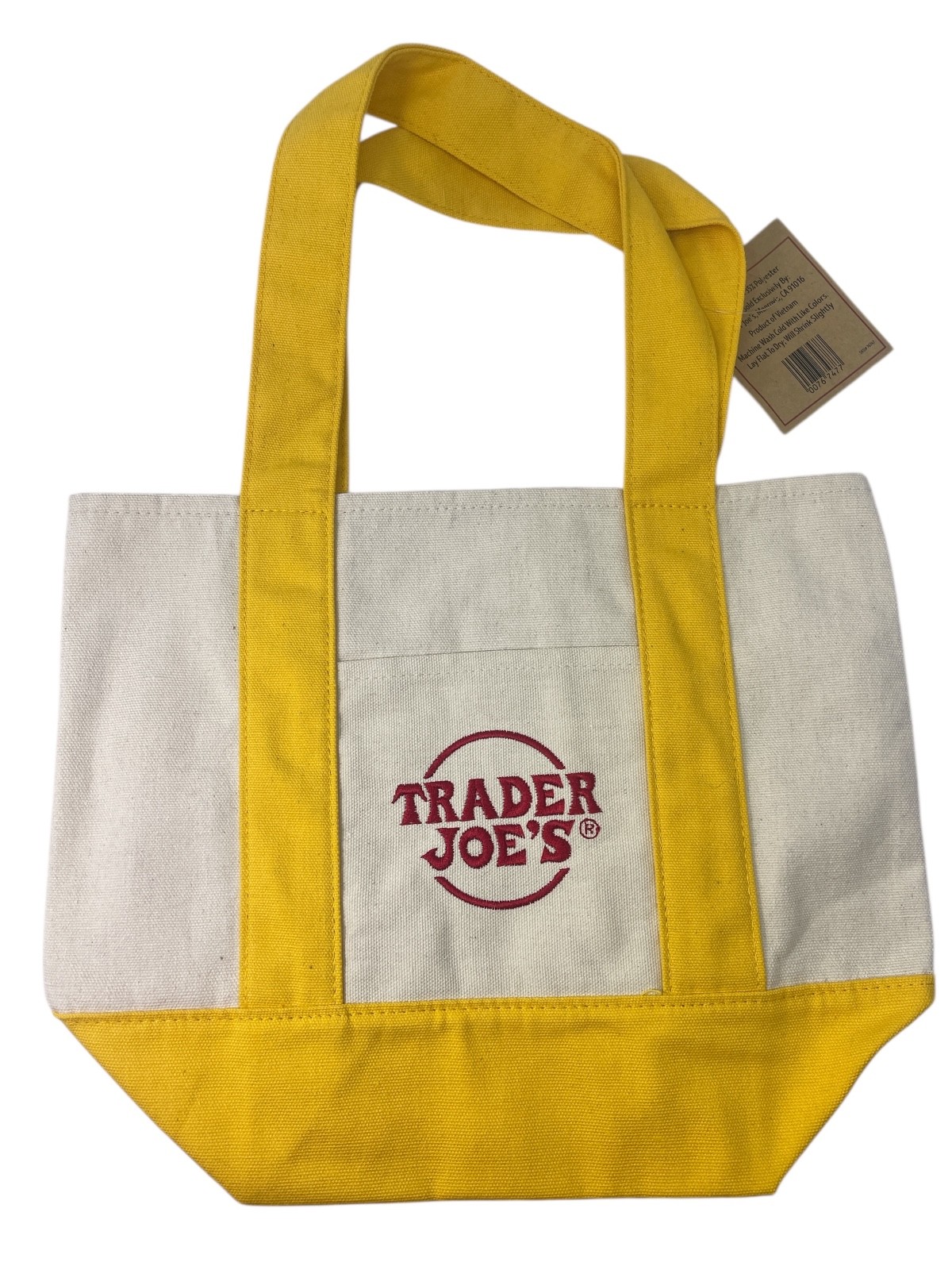 TRADER JOES Mini Canvas Tote Bag COMPLETE SET OF 4 Blue Red Green Yellow NWT