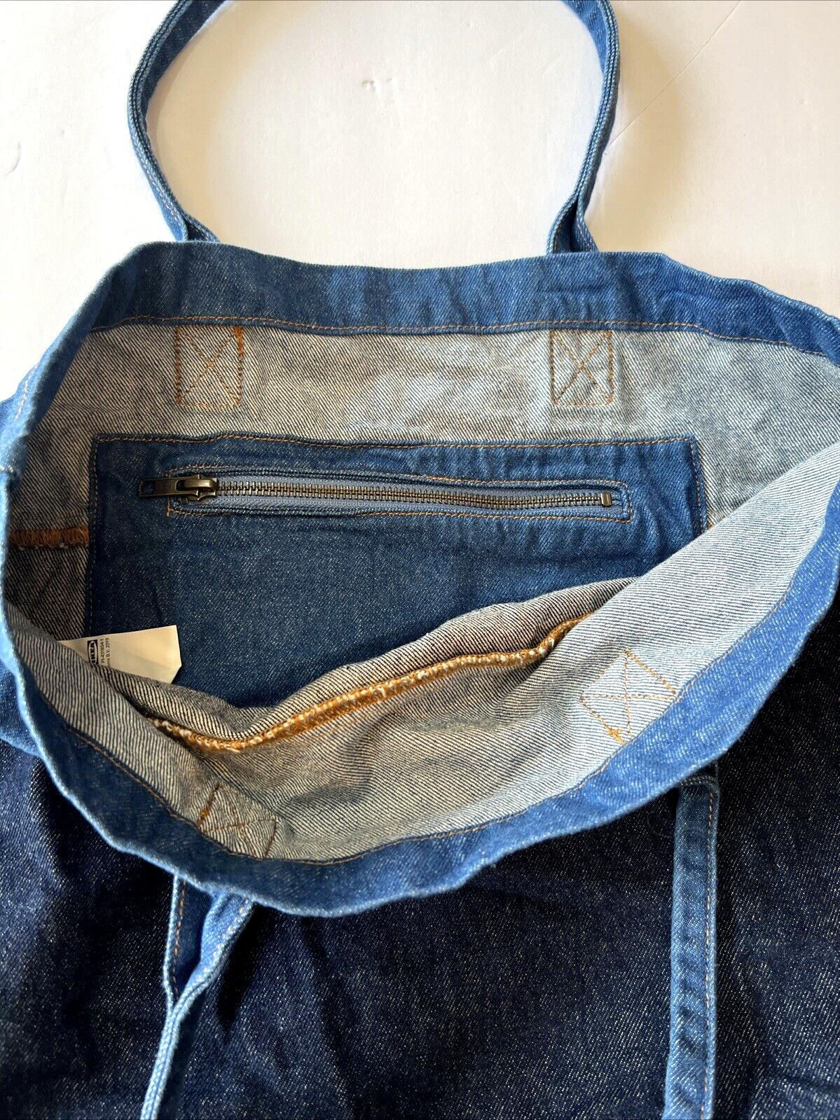 IKEA MAVINN Denim Bag Blue 13½ x 13¾” New 405.520.37