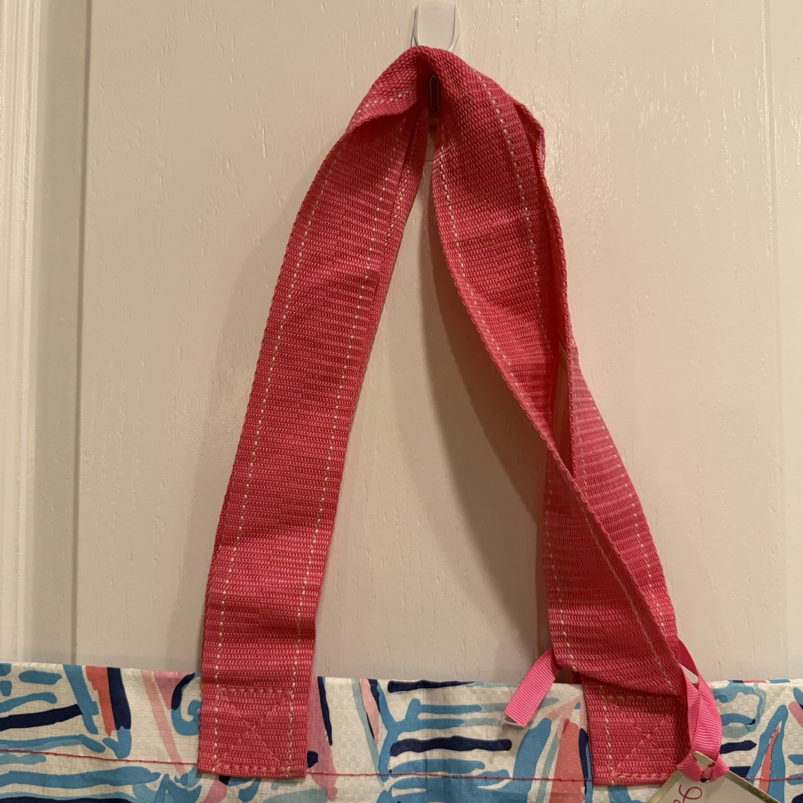 NWT Lilly Pulitzer Market Tote Bag Red Right Return Reusable Sailboats Preppy