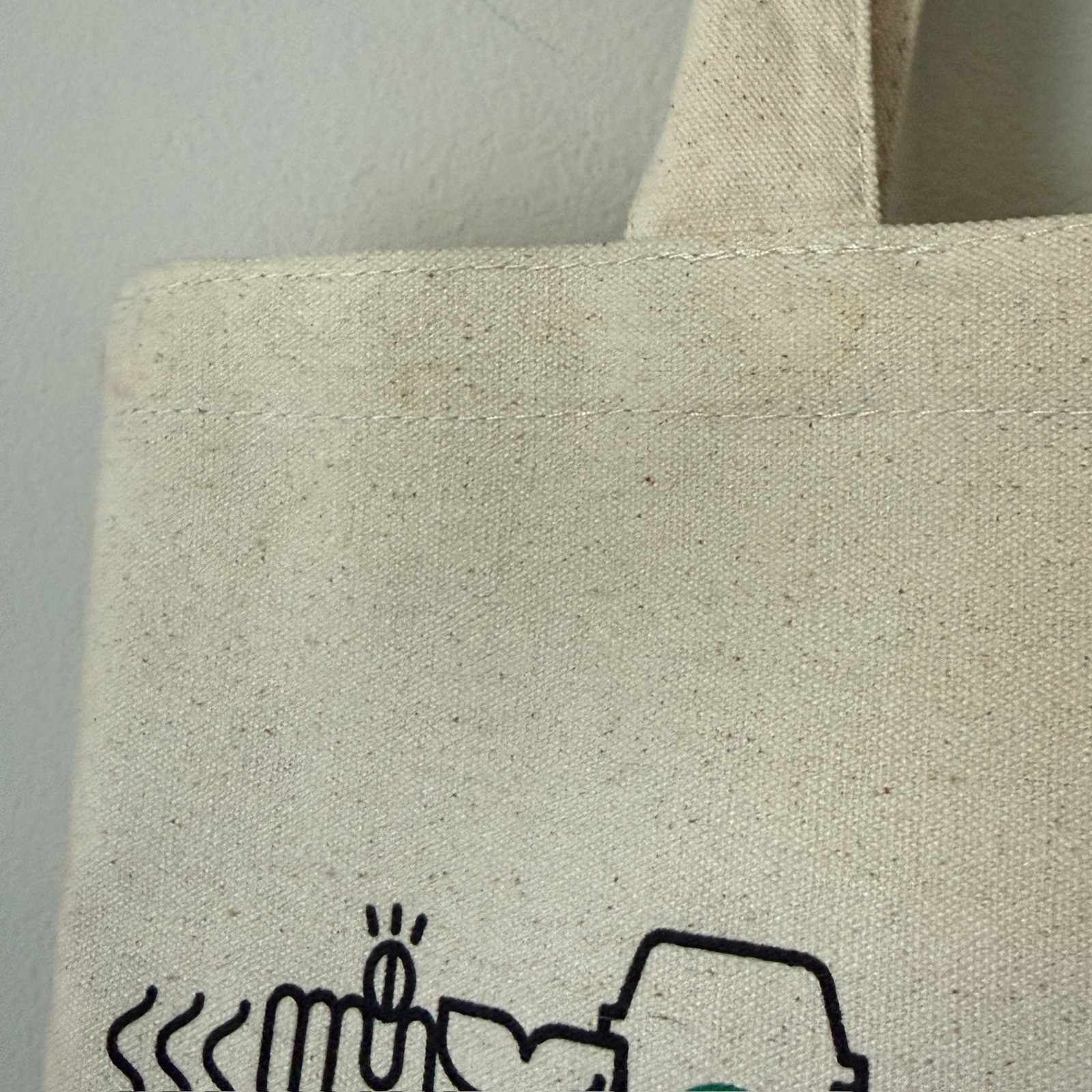 Starbucks Canvas Travel Tote Bag Cream Green Coffee Cup Doodle Print NWT 2017