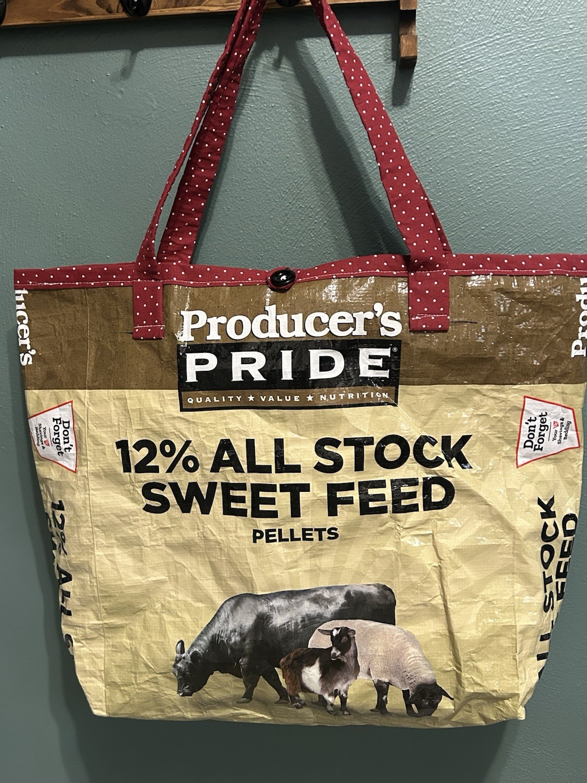 UpCycled feed bag, Reusable Grocery Bags, Tote Bags