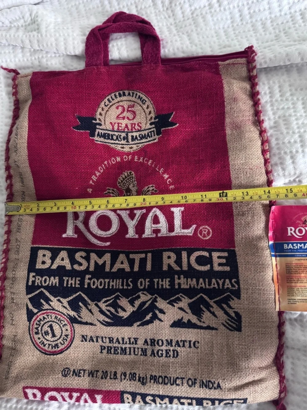 (no rice) Royal Basmati Rice Burlap Tote Bag Reusable Eco Market Bag Rustic Boho