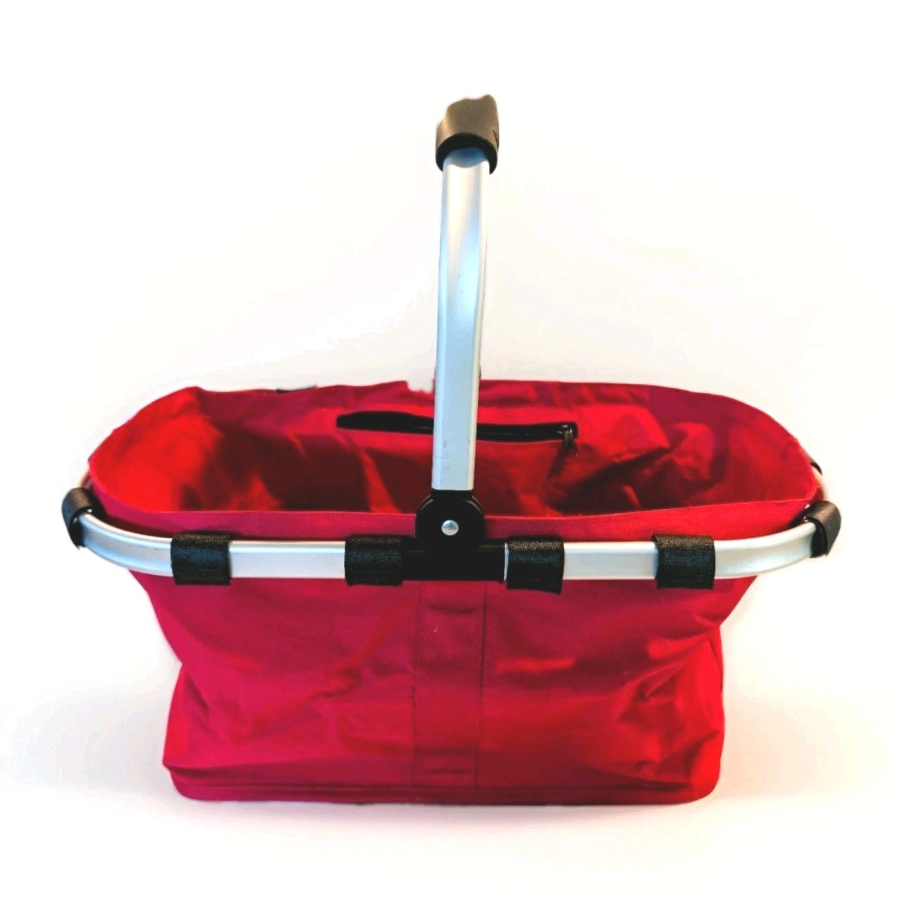 Shopping Basket Tote Reisenthel-Style Red Fold Flat Alum. Frame 19Lx11.5W