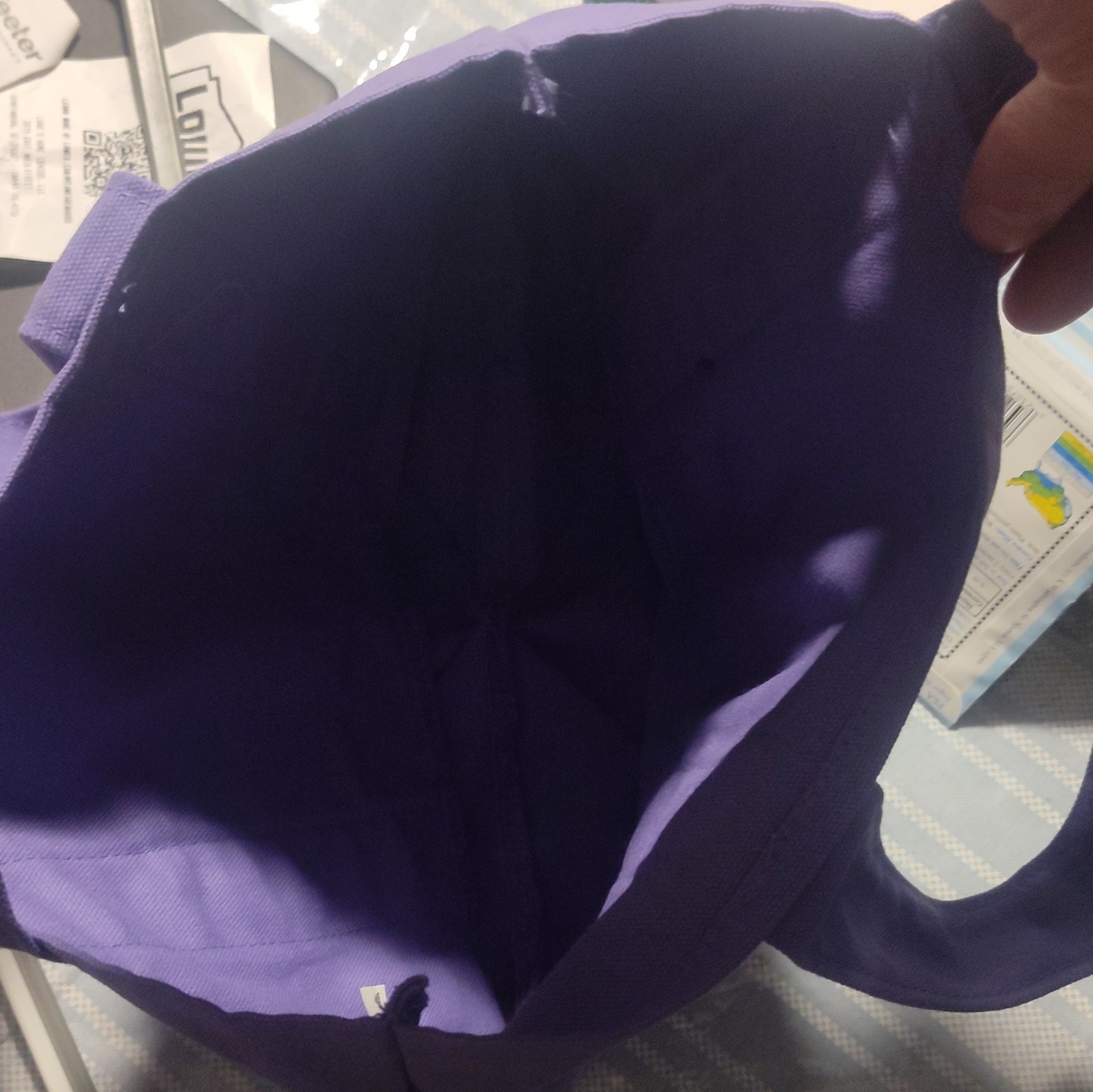 Trader Joe’s Purple Solid Reusable Tote Shopping Bag 12x6x12 in