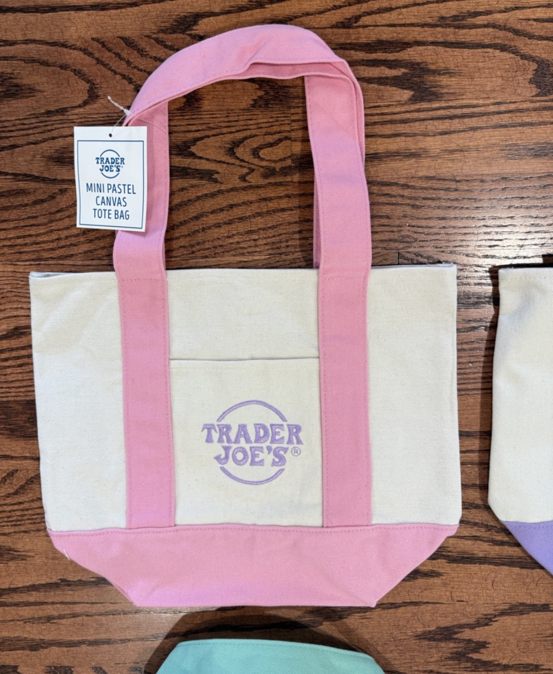 NEW Lot 4 Trader Joe’s mini canvas tote bags spring 2025 Easter pastel set NWT
