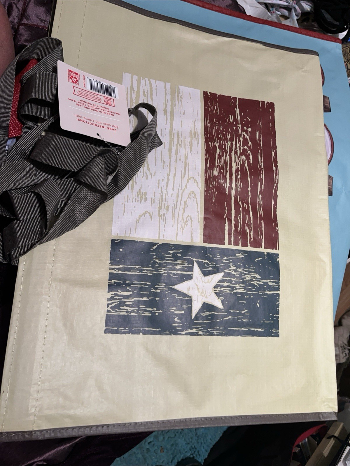 HEB Texas Tote Bag Flag Click and Stay Red White Blue New