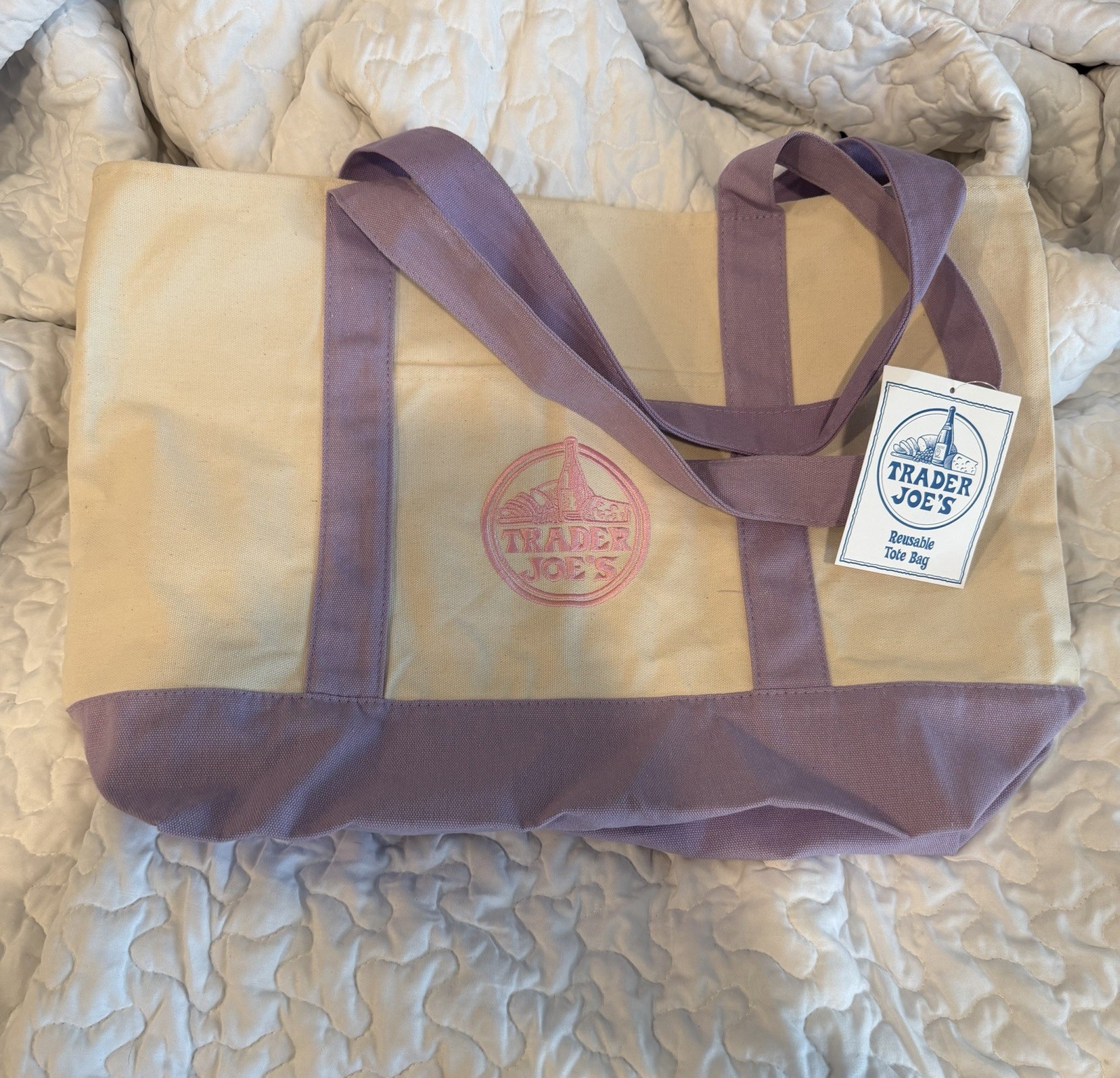 Trader Joe’s Canvas Limited Release Tote Shopping Bag LARGE Lavender – NWT