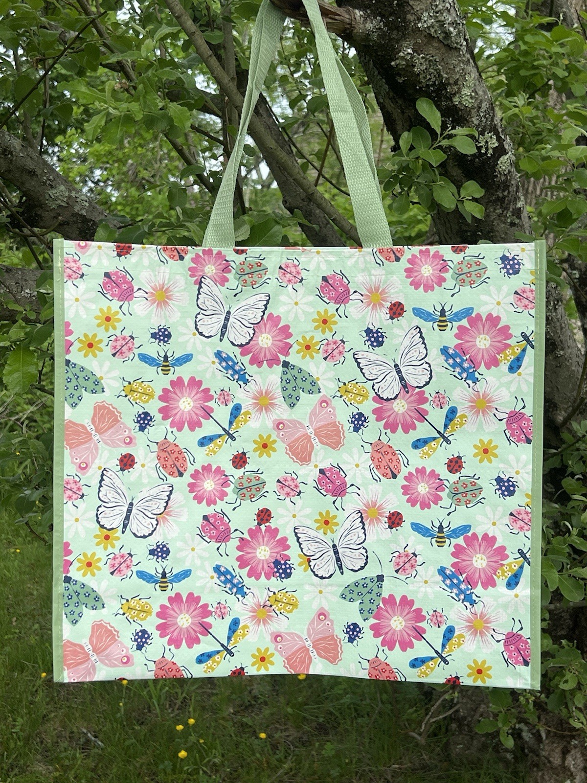 TJ Maxx Large Shopping Bag Butterfly Butterflies Summer Eco Friendly Tote Bag