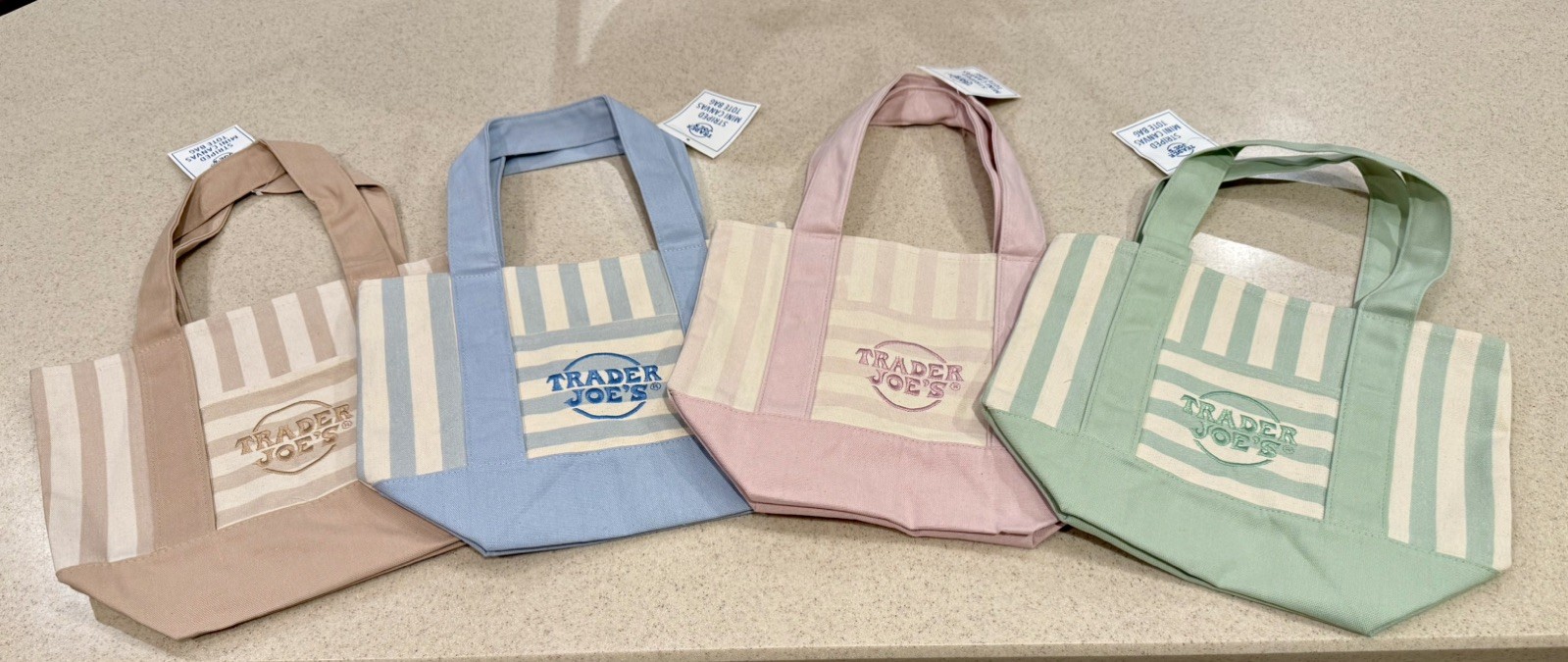 Trader Joe’s Mini Striped Canvas Tote Bag 4/4 Summer 2026 New with Tag In Hand