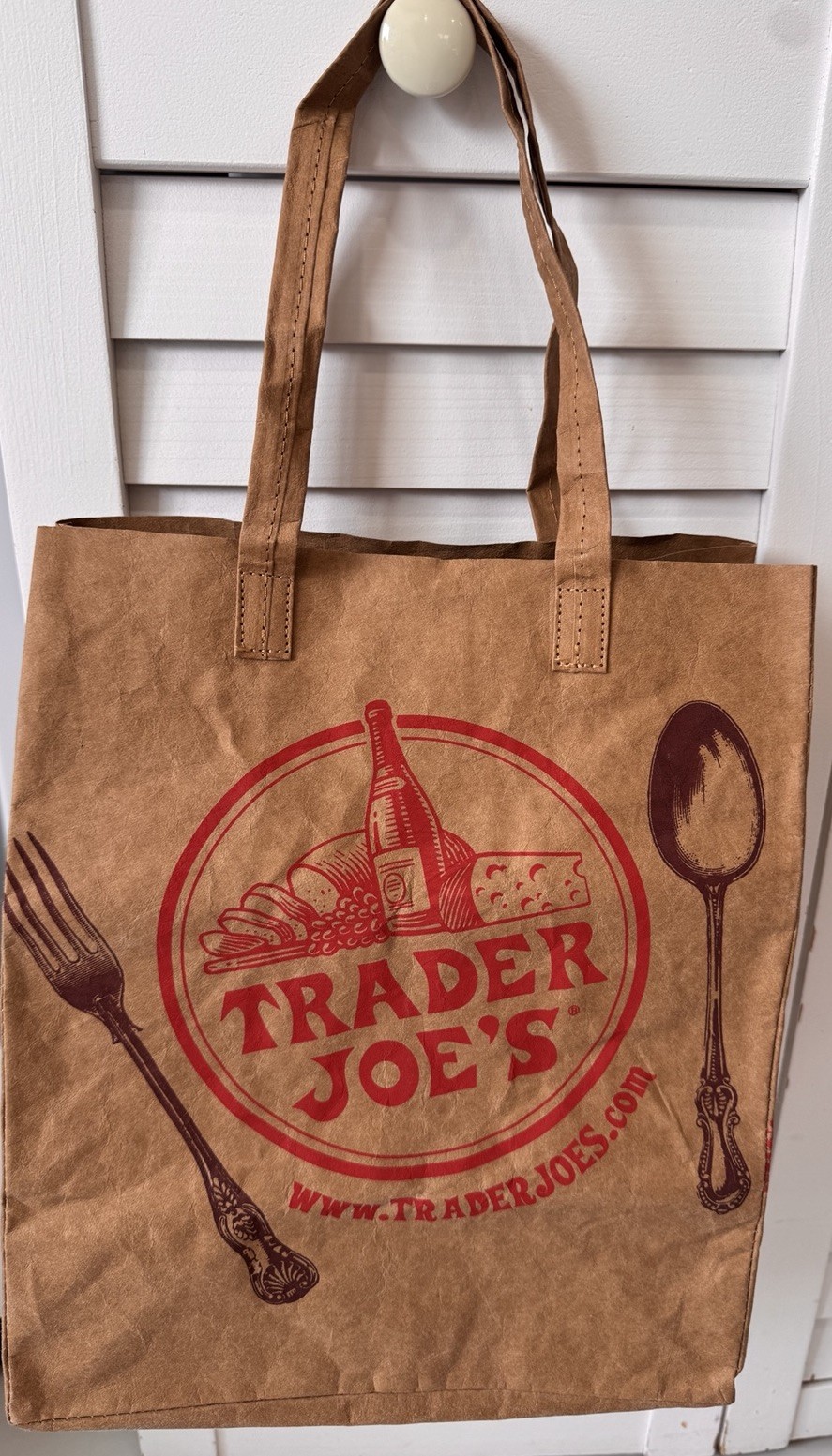 Trader Joe’s Reusable Washable Brown Natural Paper Shopping Grocery Tote Bag