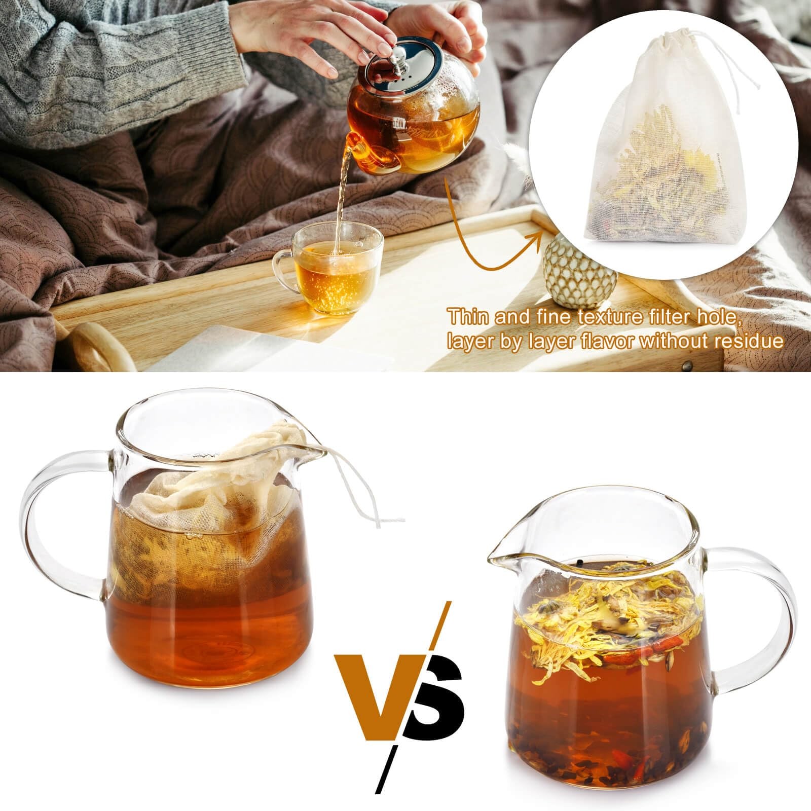 36PCS Drawstring Muslin Bags, 3x4In Reusable Empty Tea Bag 3”*4”*0.01”, White