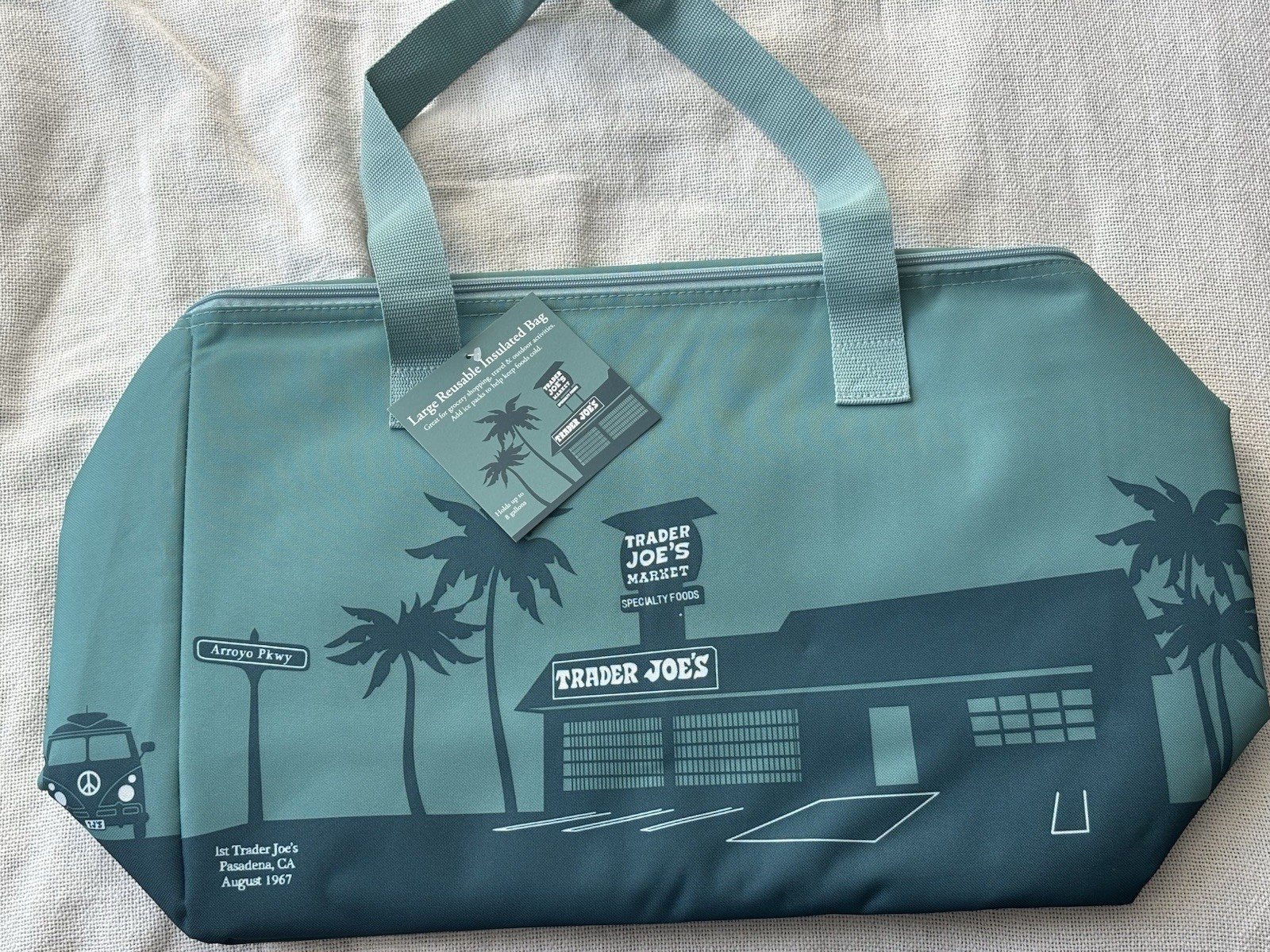 Trader Joe’s Emerald Teal Insulated Cooler Large 8 Gallon Tote Bag NWT Brand New