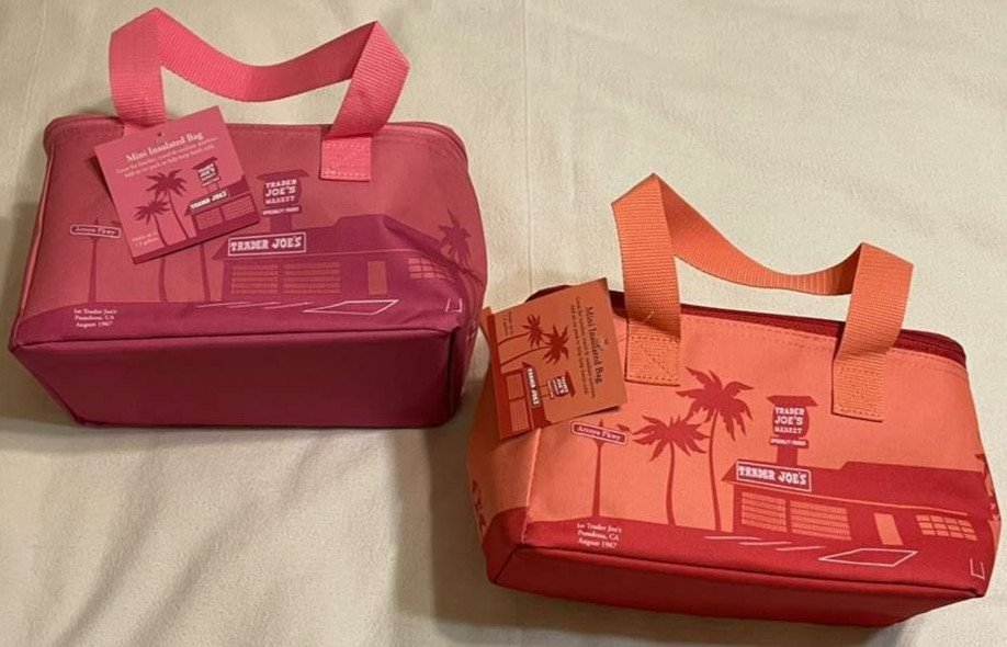 Bundle Set of 2: Trader Joe’s Mini Insulated Cooler Bag: Peach & Pink! NWT!