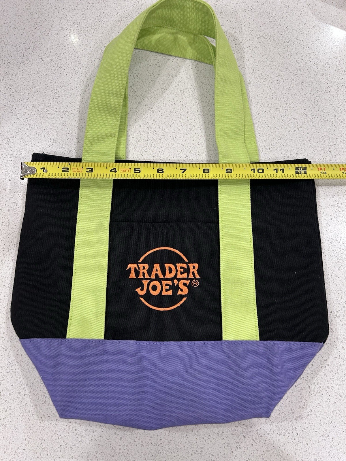 Trader Joe’s Mini Tote Bag Halloween Purple Green Orange Black 12×11