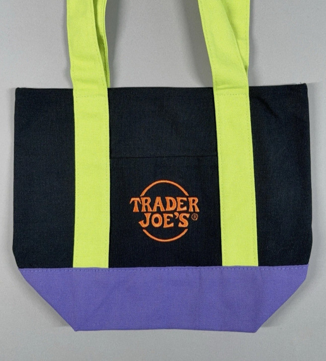 NEW NO TAG Trader Joe’s Mini Trick or Treat Halloween Black Green Canvas Tote(S3
